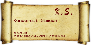 Kenderesi Simeon névjegykártya